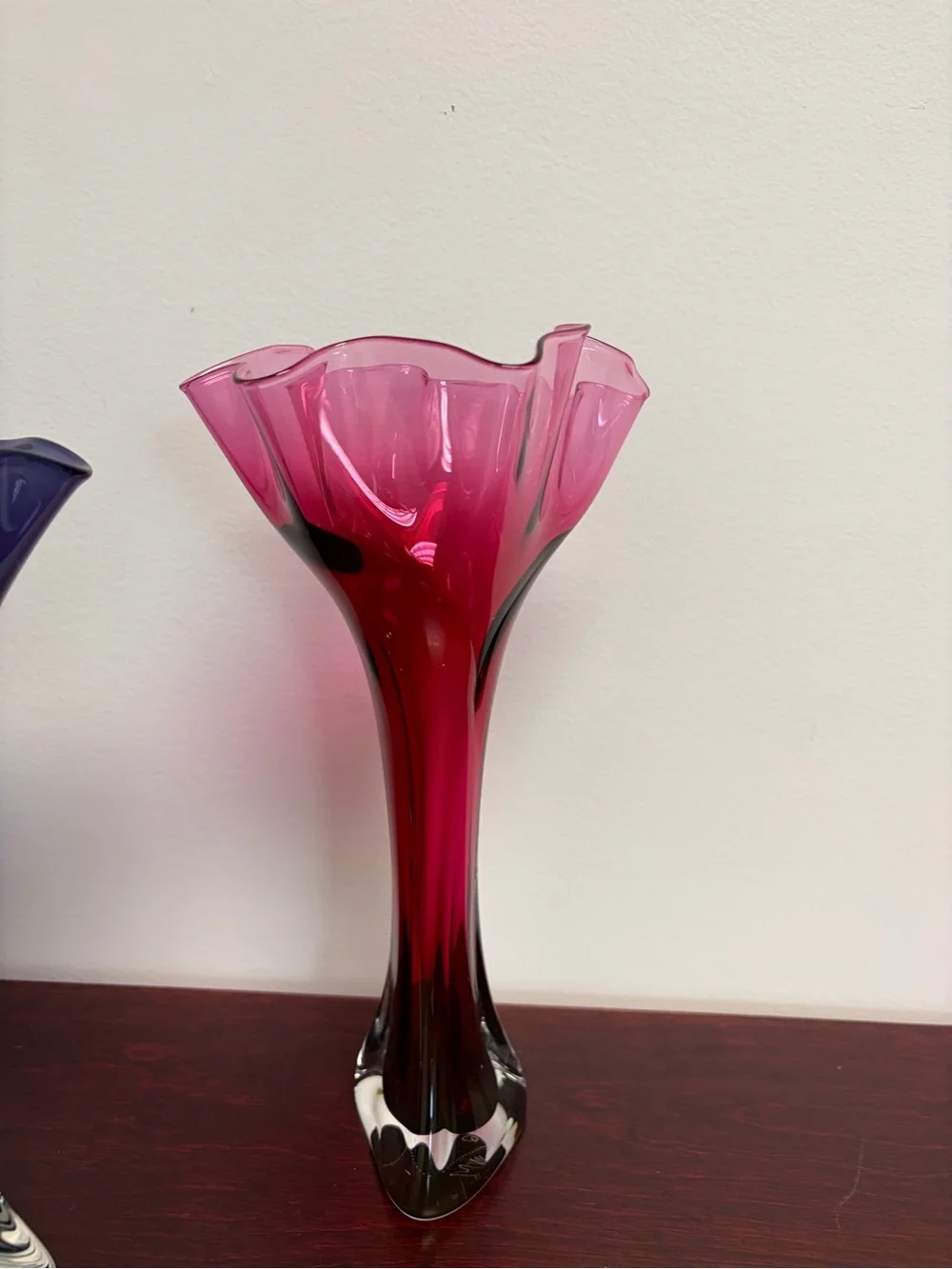 Michael Winfisky Handmade Fluted Glass Vases — Pink, Cobalt Blue, and Purple